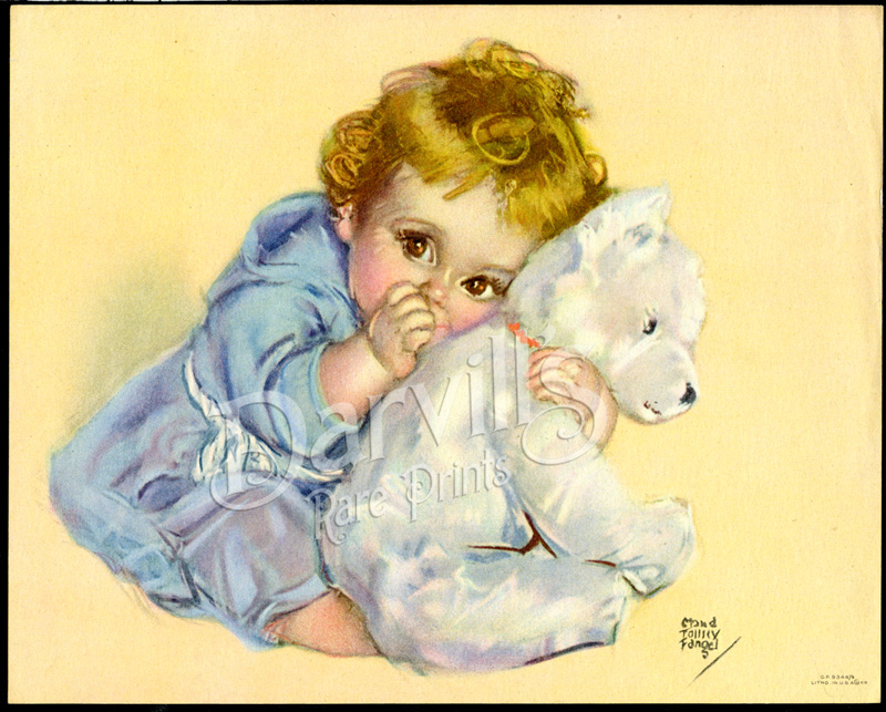 Vintage calendar prints of babies, children, pets, mothers, etc. from